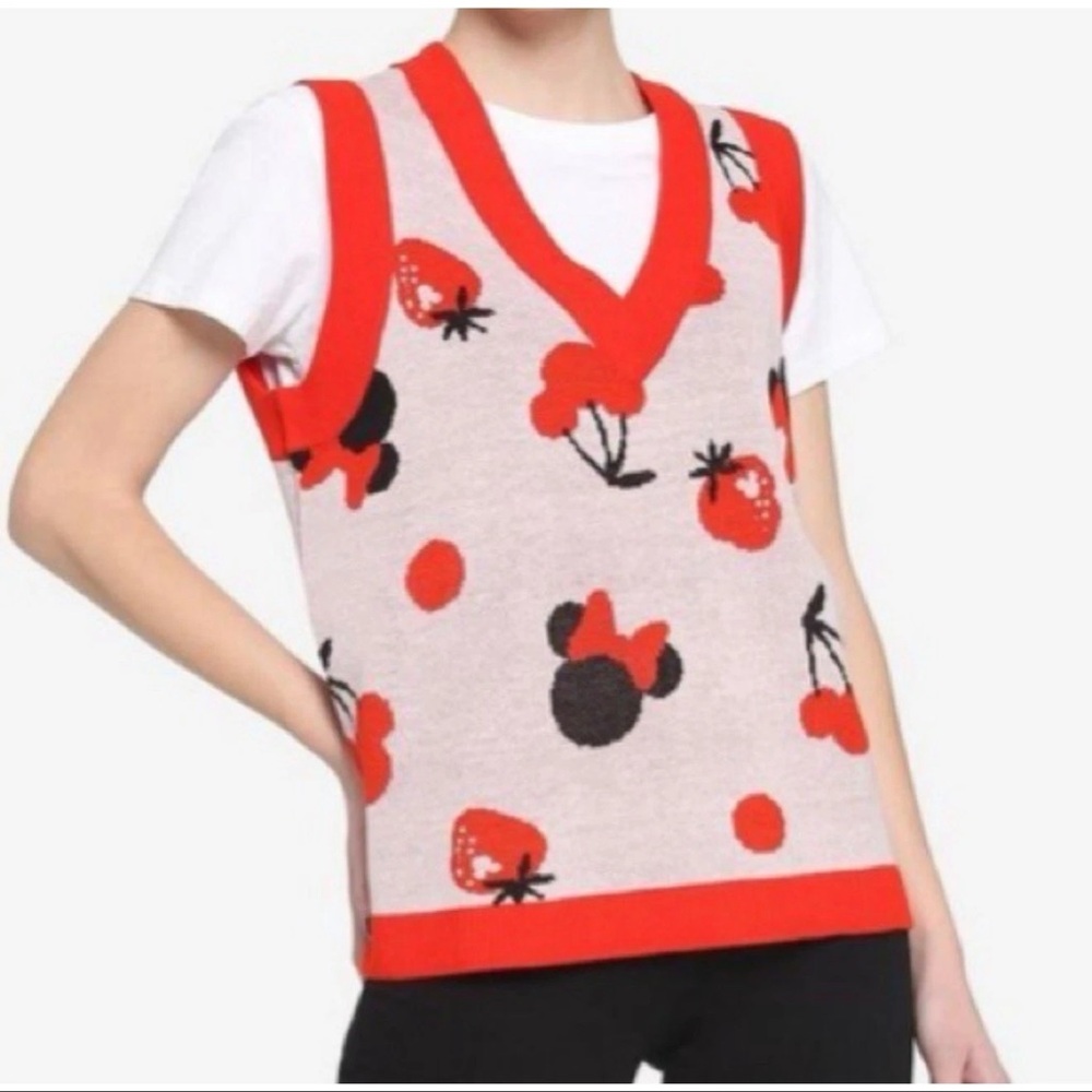 Her Universe Disney Minnie Mouse Fruit Sweater Vest Cherries Strawberries M